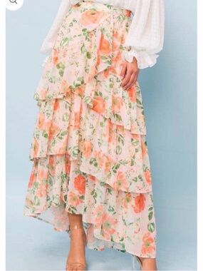 Asymmetrical Tiered Ruffled Maxi Skirt